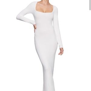 Skims Soft Lounge Long Sleeve Dress in Marble. Size S